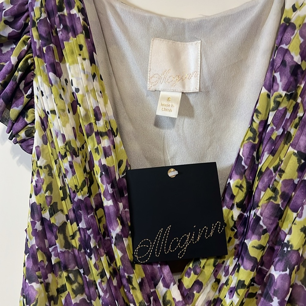 McGinn pleated wrap floral chiffon dress - Picture 3 of 7